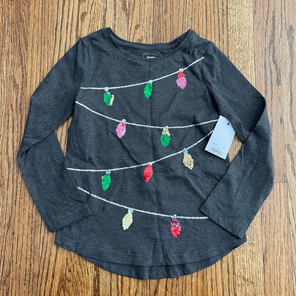 Girls Christmas Lights Sparkle Graphic Tee Size 5 - Picture 3 of 4